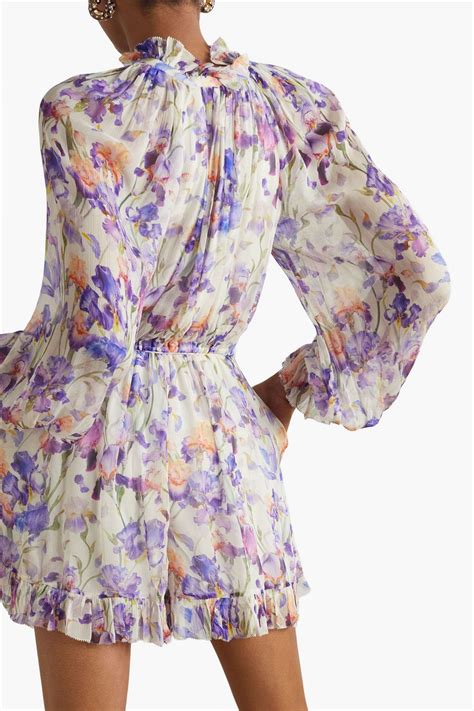 Zimmermann Embellished Ruffled Floral Print Crepon Playsuit The Outnet