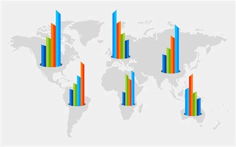 Premium Vector Infographic Template Design On World Map Bar Chart