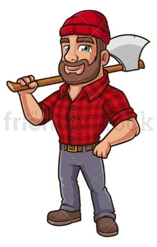 Cartoon Lumberjack With Axe Clipart Vector Friendlystock