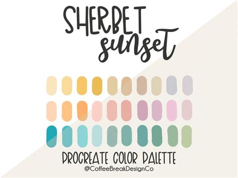 Procreate Color Palette Sherbet Sunset Sherbet Inspired Color Swatches