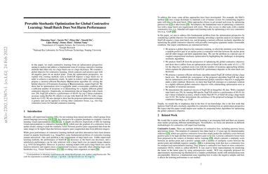 Provable Stochastic Optimization For Global Contrastive Learning Small