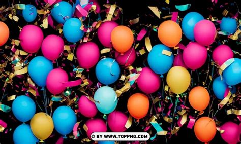 Party Balloons In Vibrant Vector Art On Black Background - Image ID ...