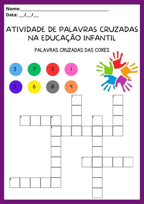 Plano De Aula Cruzadinha Colorida Pedagogia Das Cores Explore O