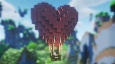 Heart Air Balloon Minecraft Block By Block Tutorial Valentines Day Build Youtube