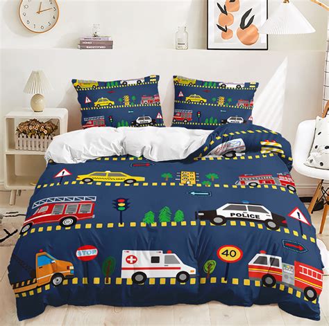 Digger Dump Truck Excavator Single Double Queen King Bed Quilt Cover