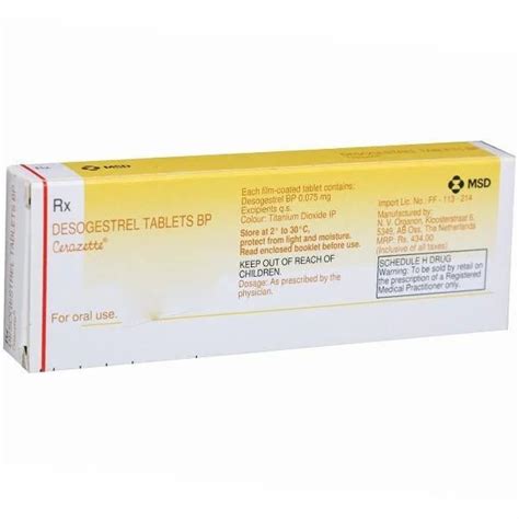 Cerazette Desogestrel Mg Tablets Packaging Type Strip Grade