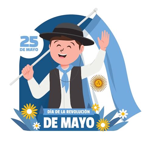 Ilustración plana para la revolución argentina del 25 de mayo Vector