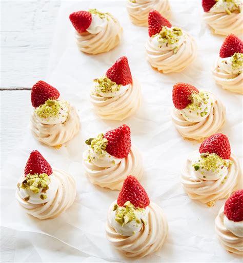 Strawberry Cardamom And Pistachio Pavlova Bites