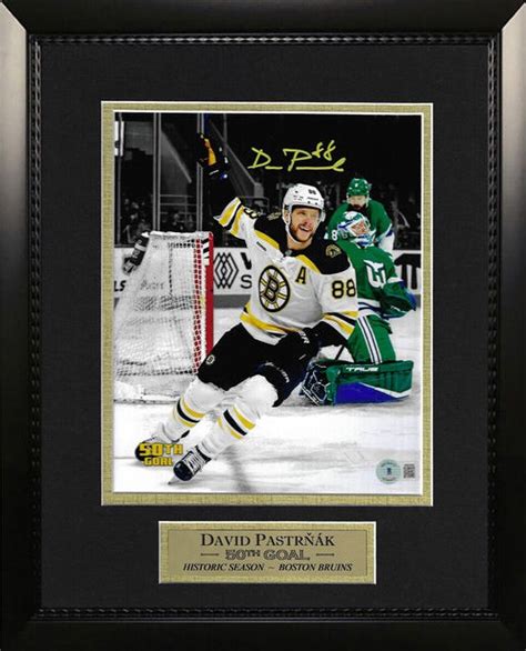 David Pastrnak Autographed "50th Goal" Boston Bruins 11x14 - KBK Sports