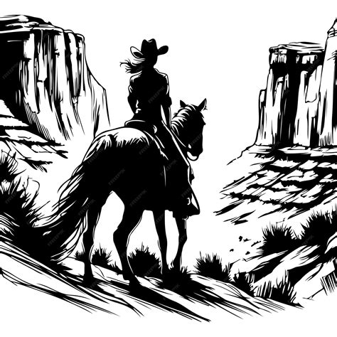 Cowgirl Riding Through A Canyon Premium Ai Generated Vector