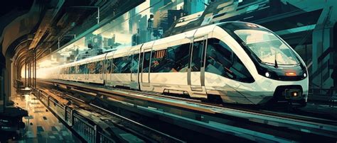 Futuristic Urban Train in Motion Concept Art | Premium AI-generated image