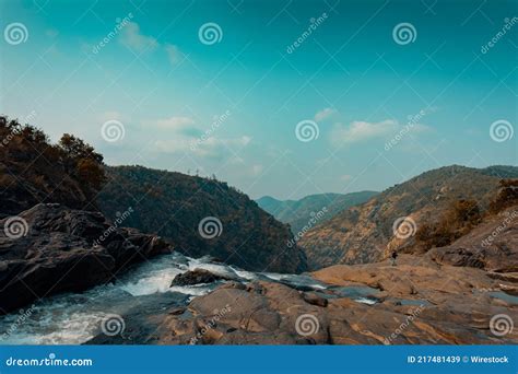 Picturesque Landscape Of The Duduma Waterfalls In India On A Sunny Day