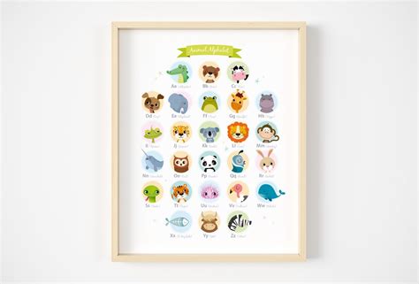 Nursery Alphabet Print Animal Nursery Art Animal Alphabet - Etsy