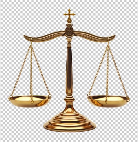 Premium Psd Golden Scales Of Justice Isolated On Transparent Background