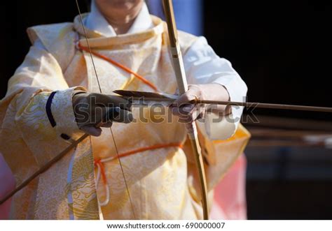 Kyudo Way Bow Japanese Archery Bowwoman Stock Photo 690000007