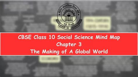 CBSE Class 10 Social Science 2023 Mind Map History Chapter 3 The