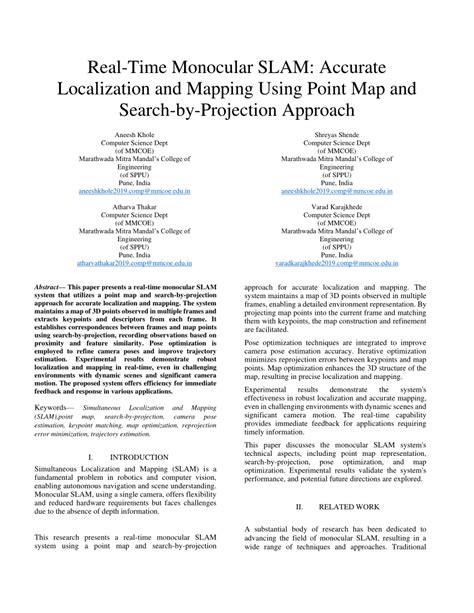 PDF Real Time Monocular SLAM Accurate Localization And Mapping Using