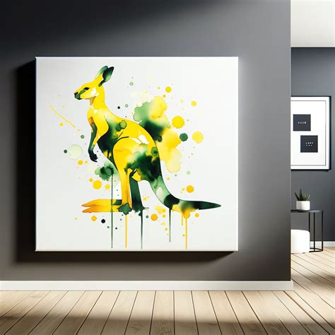 Kangaroo Wall Art Abstract Wildlife Australian Animal Modern Home Decor ...