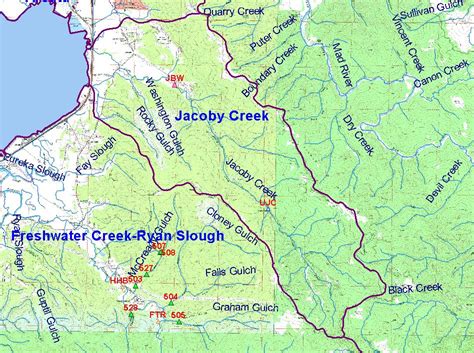 Area Jacoby Creek Topic Map M Turbidity Threshold Sampling