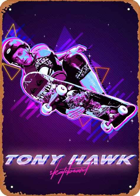 Dreyooy Tony Hawk Retro Tony Hawk Letrero Retro Clásico De Metal De