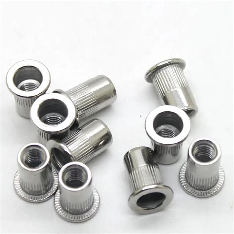 10Pcs Lot 304 Stainless Steel M6 Riveting Nut Flat Vertical Stripes