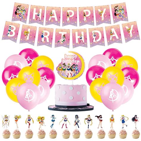 Buy Hilloly Sailor Moon Birthday Party Supplies 34pcs Sailor Moon Theme