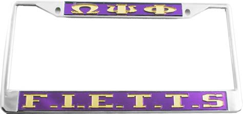 Omega Psi Phi F I E T T S License Plate Frame Silver Standard Frame