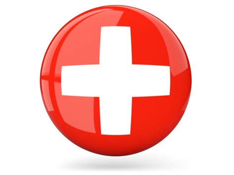 Glossy Round Icon Illustration Of Flag Of Switzerland