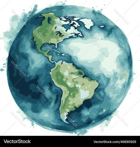 Earth Globe Hand Painted Watercolor Artwork Vector Image