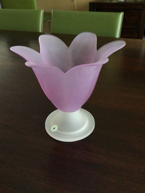 Partylite Purple Frosted Glass Tulip Large Candle Holder Ebay