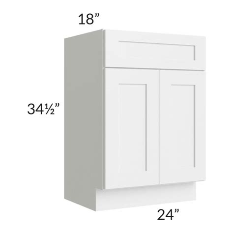 Stratton White Shaker 24 Vanity Sink Base Cabinet 18 Depth The