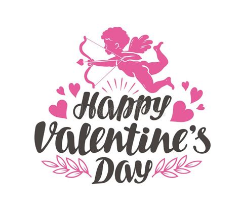 Happy Valentine`s Day Heart Love Symbol Typographic Design Lettering Vector Illustration