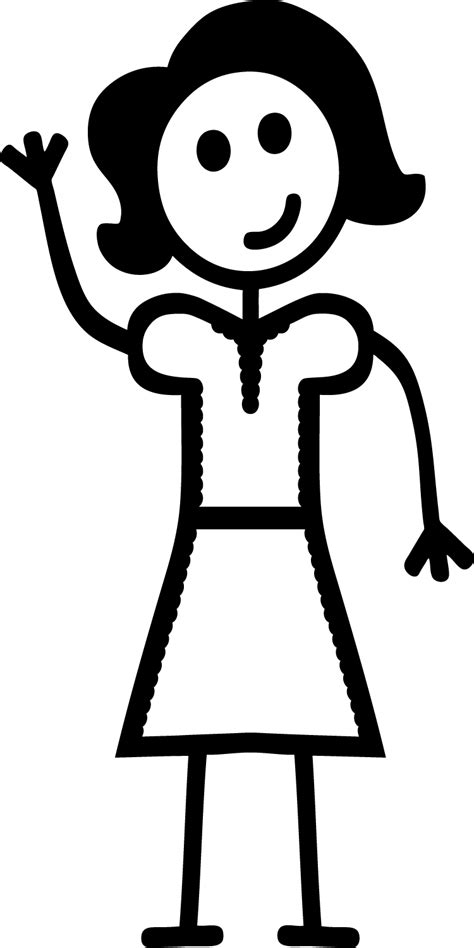 Stick Figure Female Art Style Woman Cartoon Outline Png