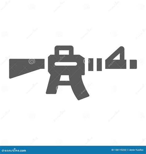 Automatic Rifle Glyph Icon Army And War Gun Sign Vector Graphics A