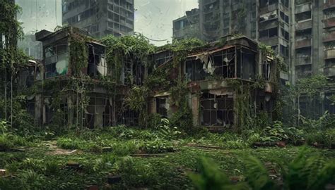 Abandoned Building Overgrown By Beautiful Plants Stable Diffusion