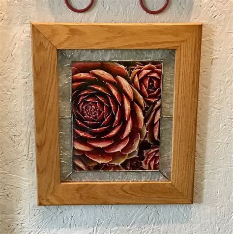 Solid Oak Frame With Stained Glass Insert Holds An 8x10 Etsy