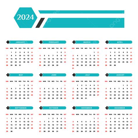 Calendario 2024 Con Diseño Geométrico Negro Y Verde Vector PNG dibujos