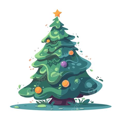 Christmas Tree Vector Sticker Clipart Cartoon Green Christmas Tree