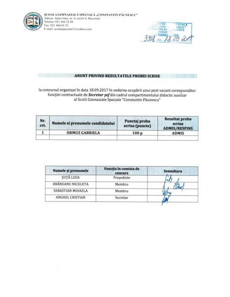 Rezultatul Probei Scrise Pdf