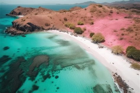 Premium AI Image | Aerial view of beautiful pink beach komodo national ...