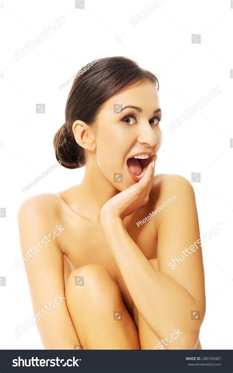 Shocked Nude Woman Sitting Bended Knees Stock Photo 280745087 Shutterstock