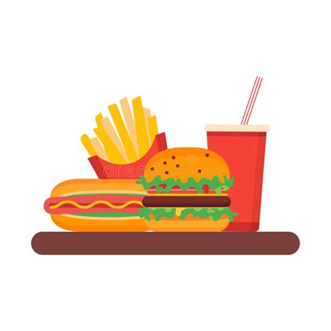 Colocar Fast Food Em Estilo Plano Modesto Isolado Ilustração Isolada