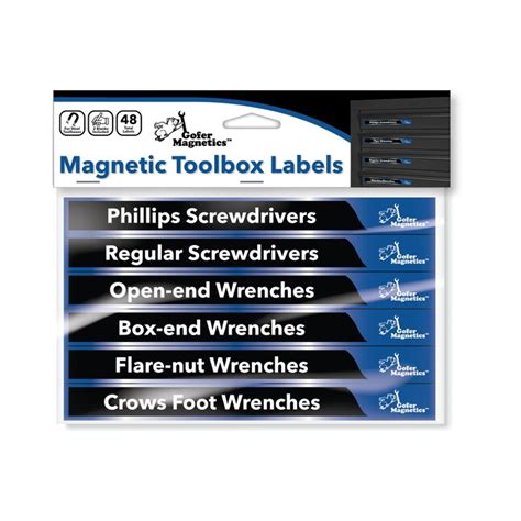 Gofer Magnetics Set Of 48 Blue And Black Magnetic Toolbox Labels