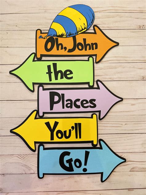 Dr Seuss Quote Signs Oh The Places Youll Go Yoryina Creations