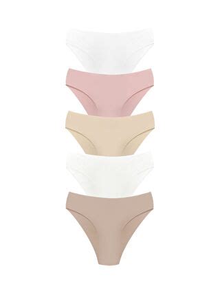 Karişik Basic İz Yapmayan Lazer Kesim Kadın Bikini Külot 5 li Paket S4O144Z8 M0T LCW