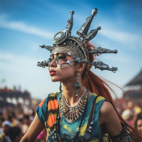 Une Femme Portant Un Costume Avec Un Chapeau Porte Une Coiffe Qui Dit