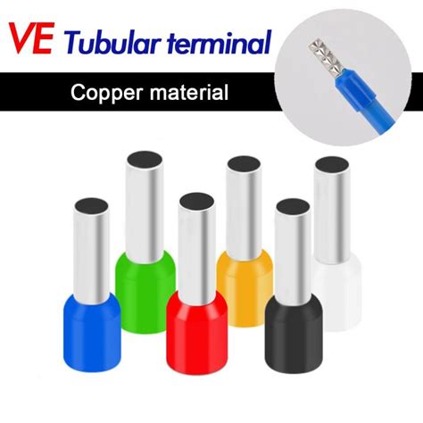 100Pcs Copper VE Tubular Crimp Terminal Electrical Wire Insulated