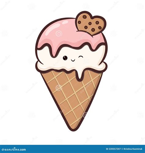 Cartoon Ice Cream Cone Stock Vector Illustration Of Dessert