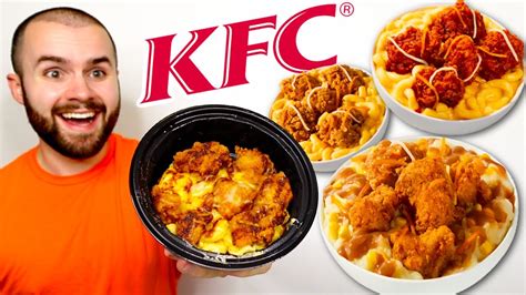 Trying Kfc S 4 New Bowls Mac And Cheese Chicken Nugget Bowl Famous Bowl Spicy Review Youtube