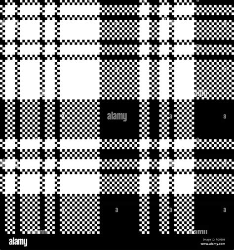 Pixel Black White Plaid Seamless Pattern Vector Illustration Stock Vector Image And Art Alamy